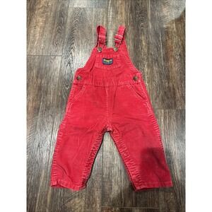 Vintage Oshkosh Bgosh Red Corduroy Vest back Overalls Size 18mo Unisex